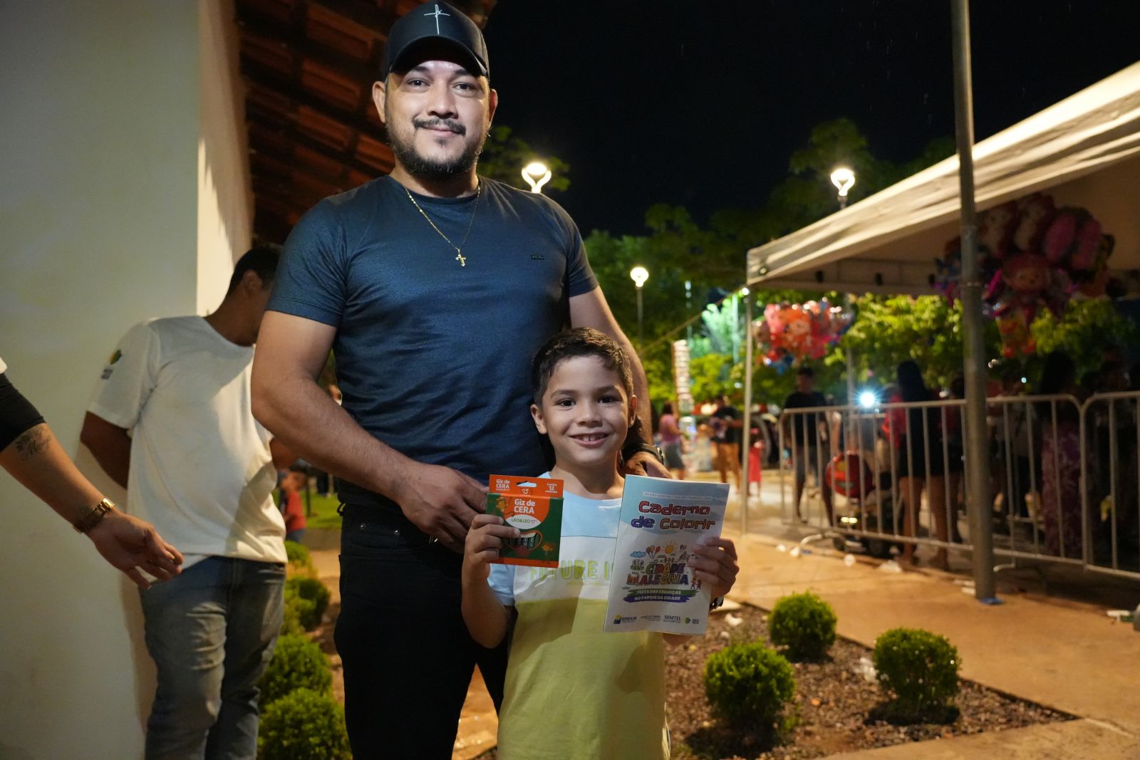 Júlio Vieira levou o filho para participar das atividades no Parque da Cidade